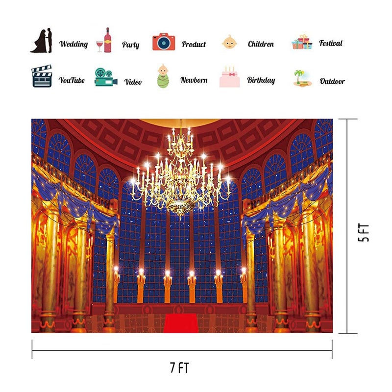 VIDMOT Ballroom Backdrop for Photography Beast's Palace Background for Girl Princess Belle Party 7x5ft Magnificent Castle Background Christmas Decor Photo Backdrops Photo Booth Studio Props ZYVV0673 - Image 2